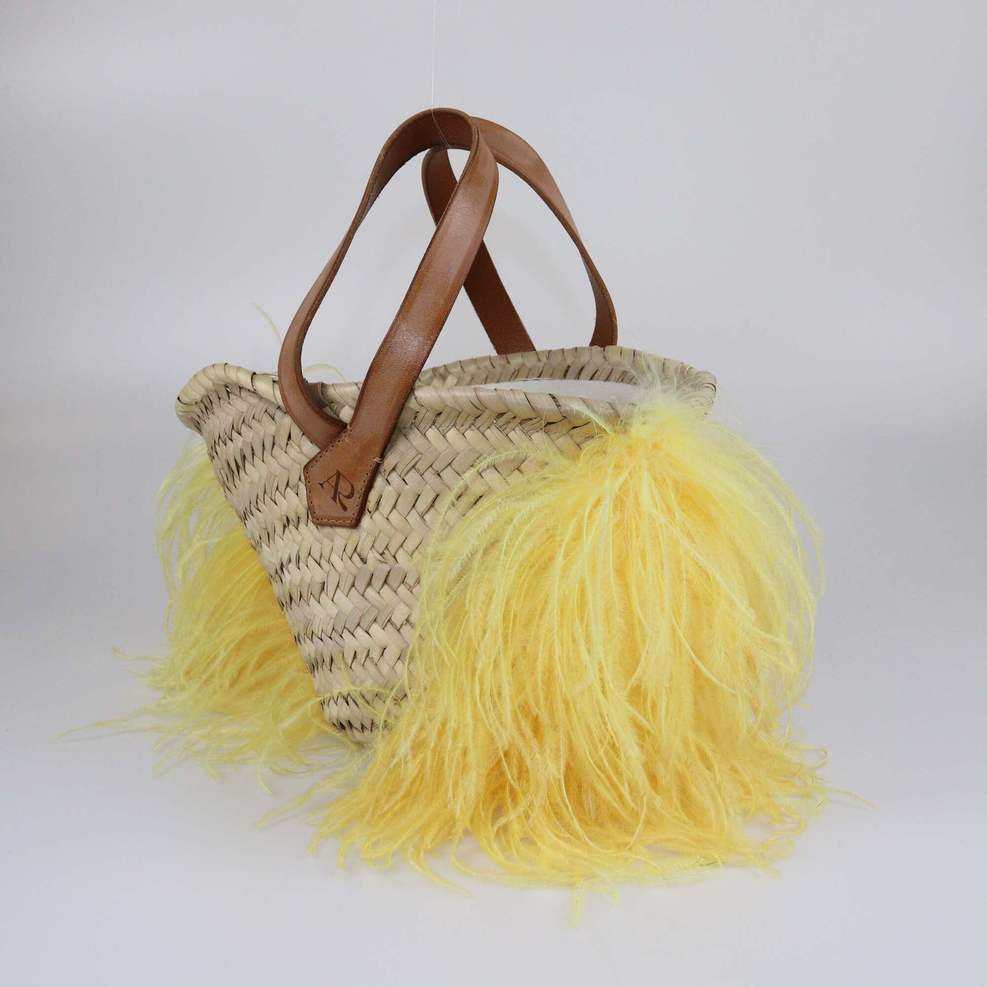 Antonella Rizza Neutrals Feather Trim Basket Bag Womens Antonella Rizza 