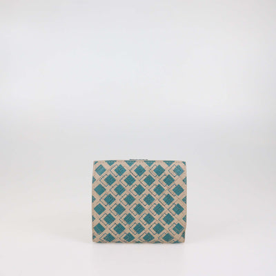 Bottega Veneta Beige/Green Intrecciato Leather & Snakeskin French Wallet