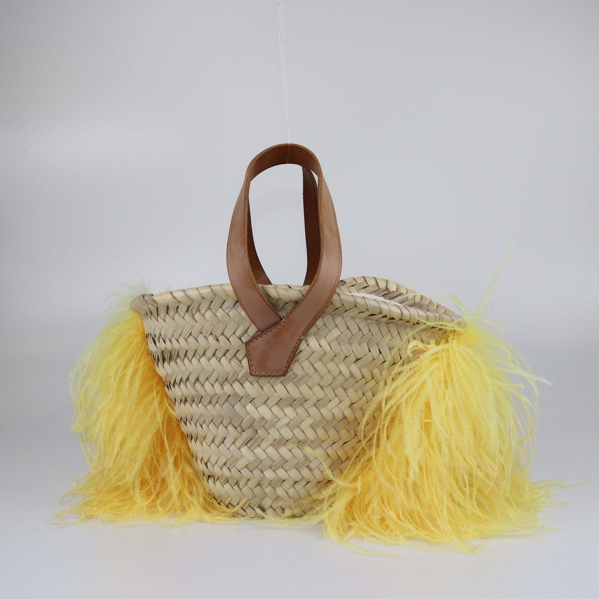 Antonella Rizza Neutrals Feather Trim Basket Bag Womens Antonella Rizza 