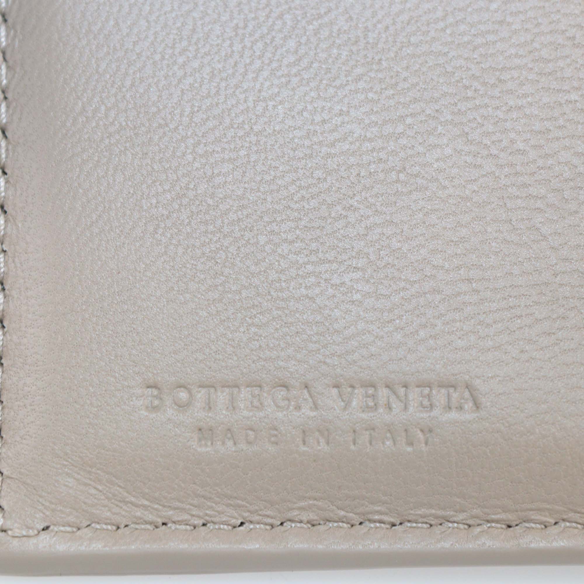 Bottega Veneta Beige/Green Intrecciato Leather & Snakeskin French Wallet