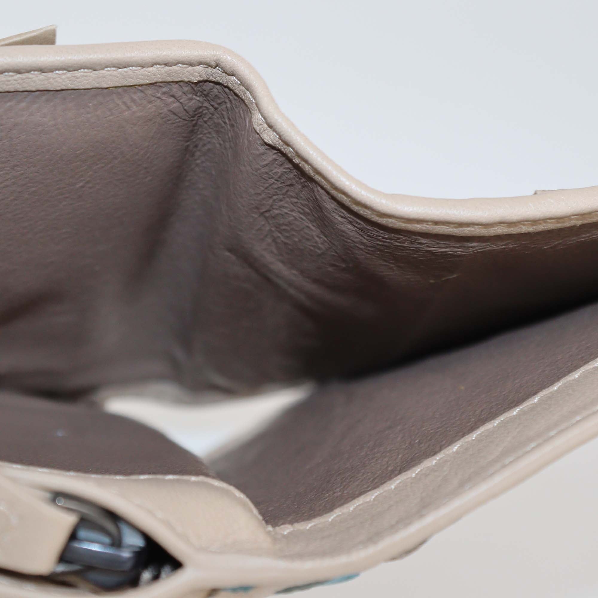 Bottega Veneta Beige/Green Intrecciato Leather & Snakeskin French Wallet