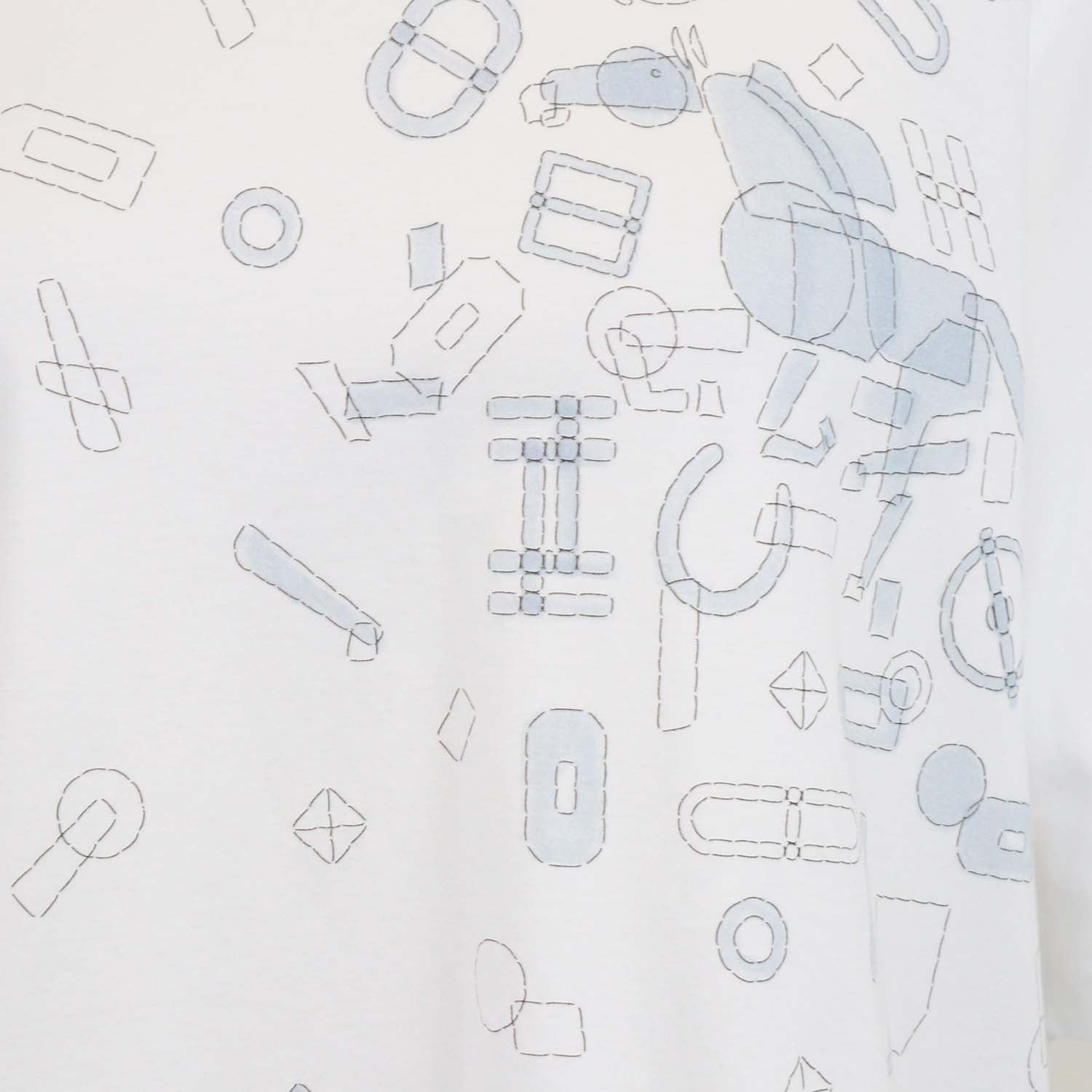Hermes White Cotton Fragments Equestres T-Shirt