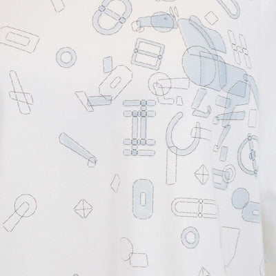 Hermes White Cotton Fragments Equestres T-Shirt