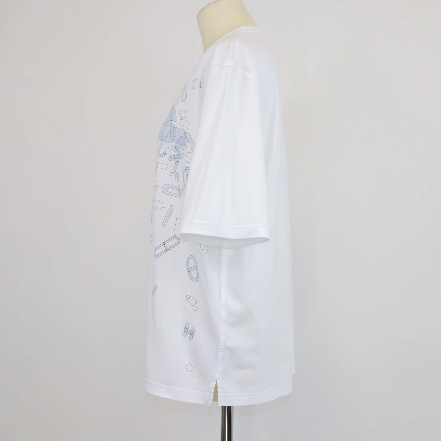 Hermes White Cotton Fragments Equestres T-Shirt