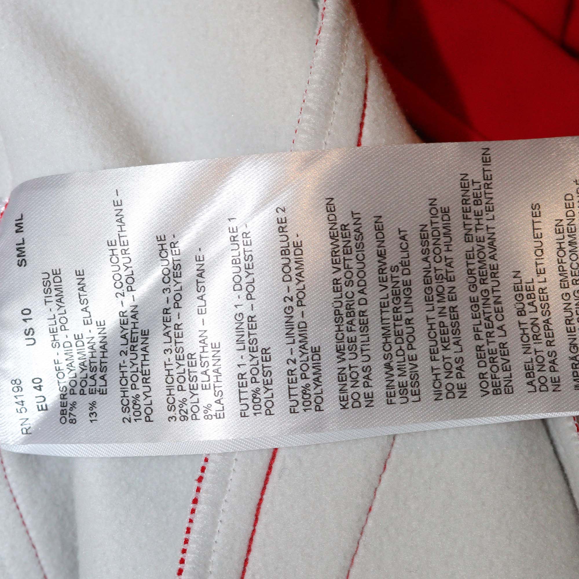 Bogner Red/White Nylon Padded Talisha High Neck Long Sleeve Ski Suit