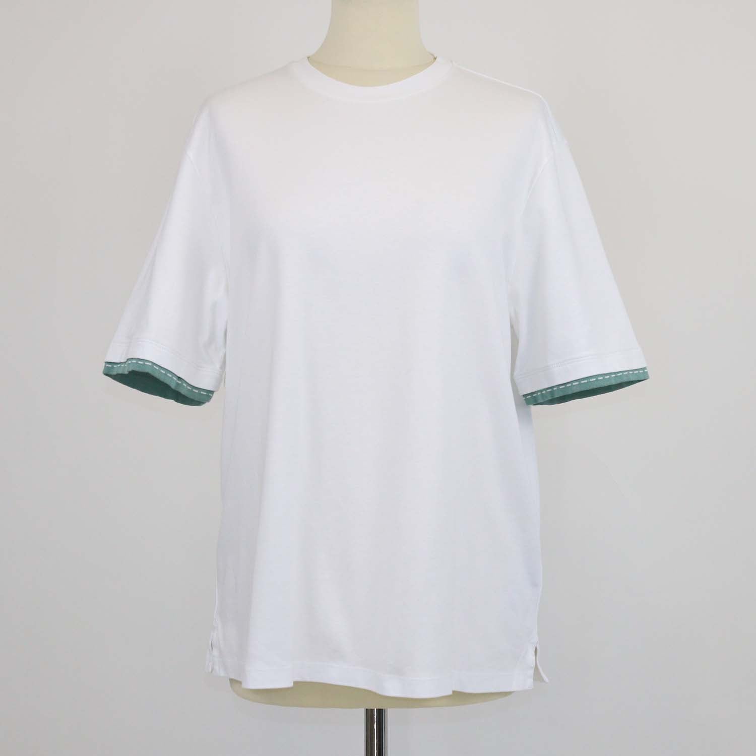Hermes White Cotton Piqures Sellier Sleeve T-Shirt