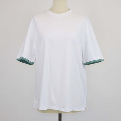 Hermes White Cotton Piqures Sellier Sleeve T-Shirt