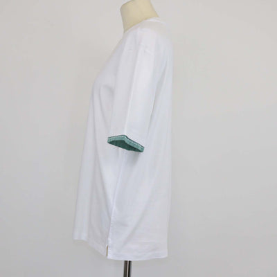 Hermes White Cotton Piqures Sellier Sleeve T-Shirt