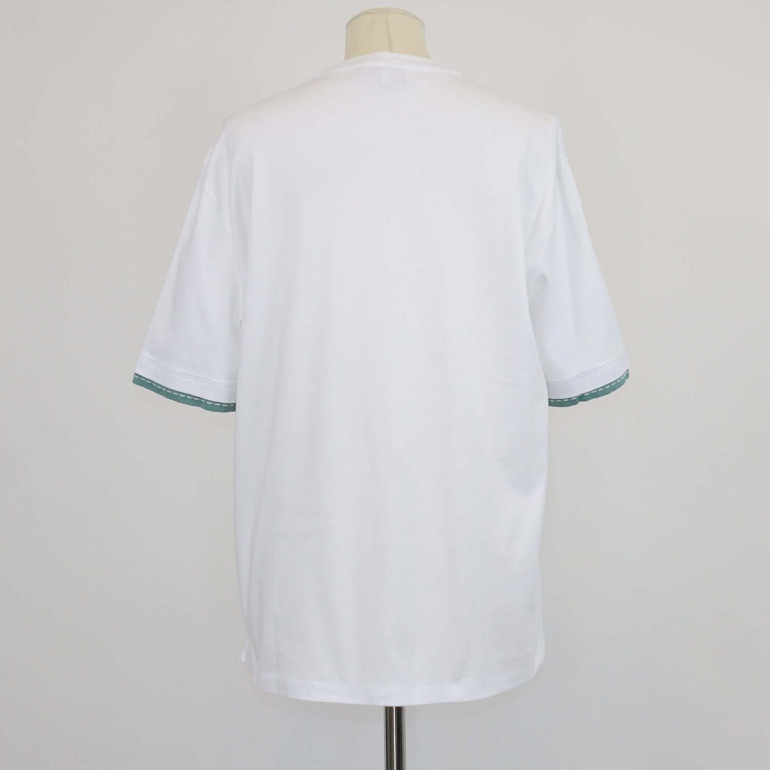 Hermes White Cotton Piqures Sellier Sleeve T-Shirt