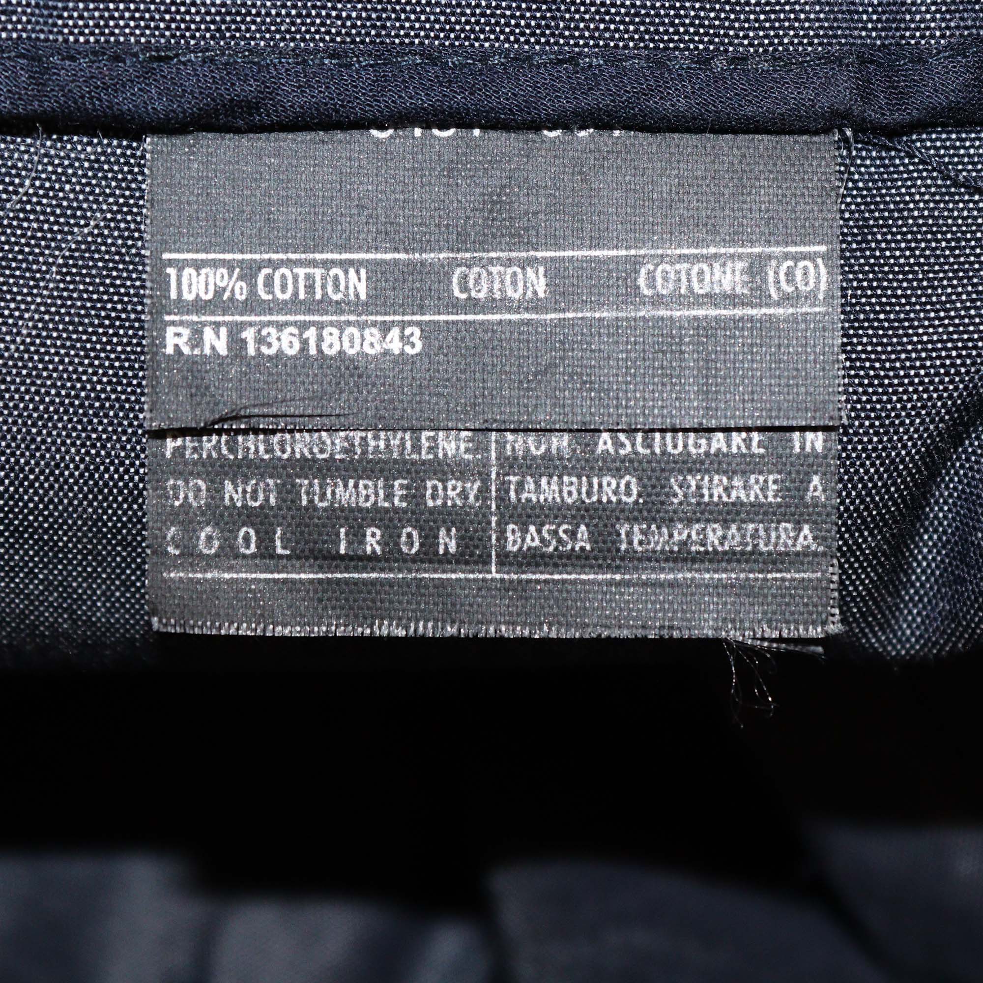 Salvatore Ferragamo Navy Blue Cotton Lace Up Front Wide Leg Pants