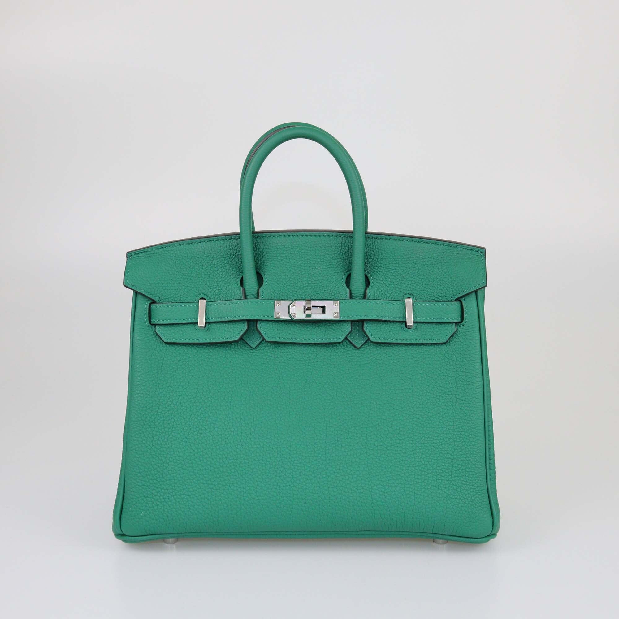 Hermes Vert Vertigo Togo Birkin 25 Bag PHW Womens Hermes 