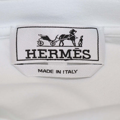 Hermes White Cotton Piqures Sellier Sleeve T-Shirt