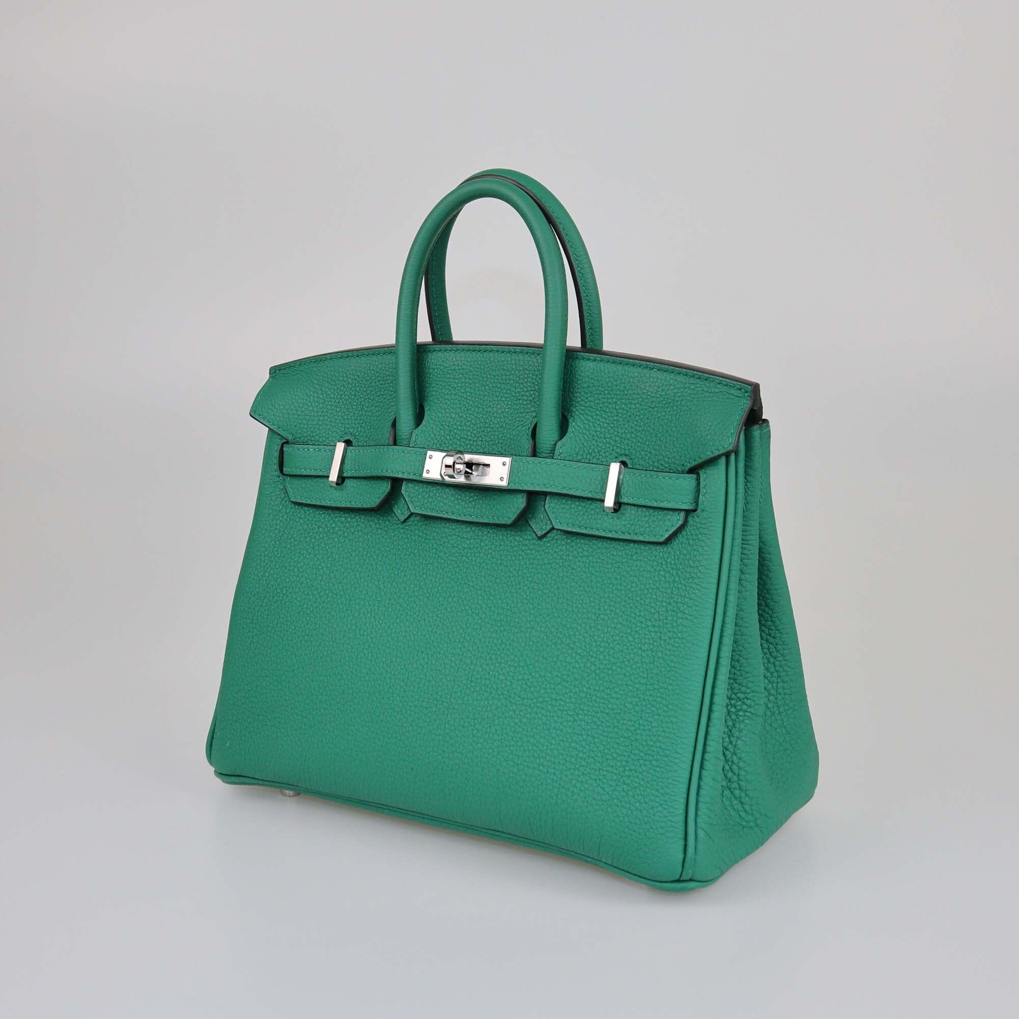 Hermes Vert Vertigo Togo Birkin 25 Bag PHW Womens Hermes 