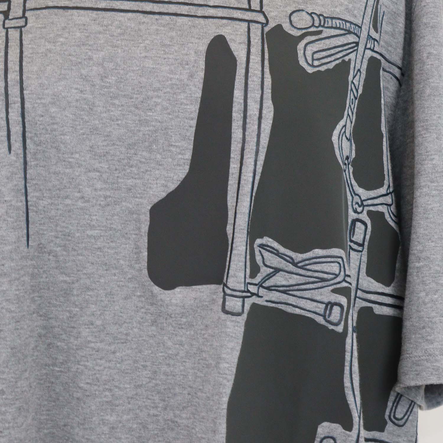 Hermes Gris Cotton Harnais en Gouache 3D T-Shirt