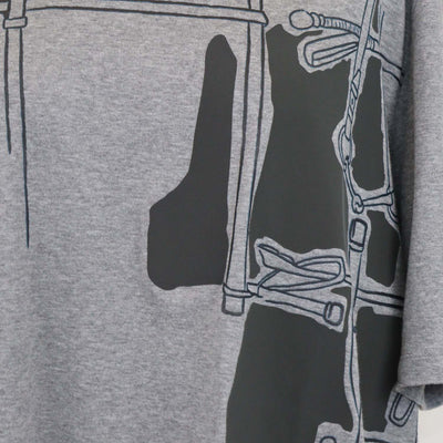 Hermes Gris Cotton Harnais en Gouache 3D T-Shirt