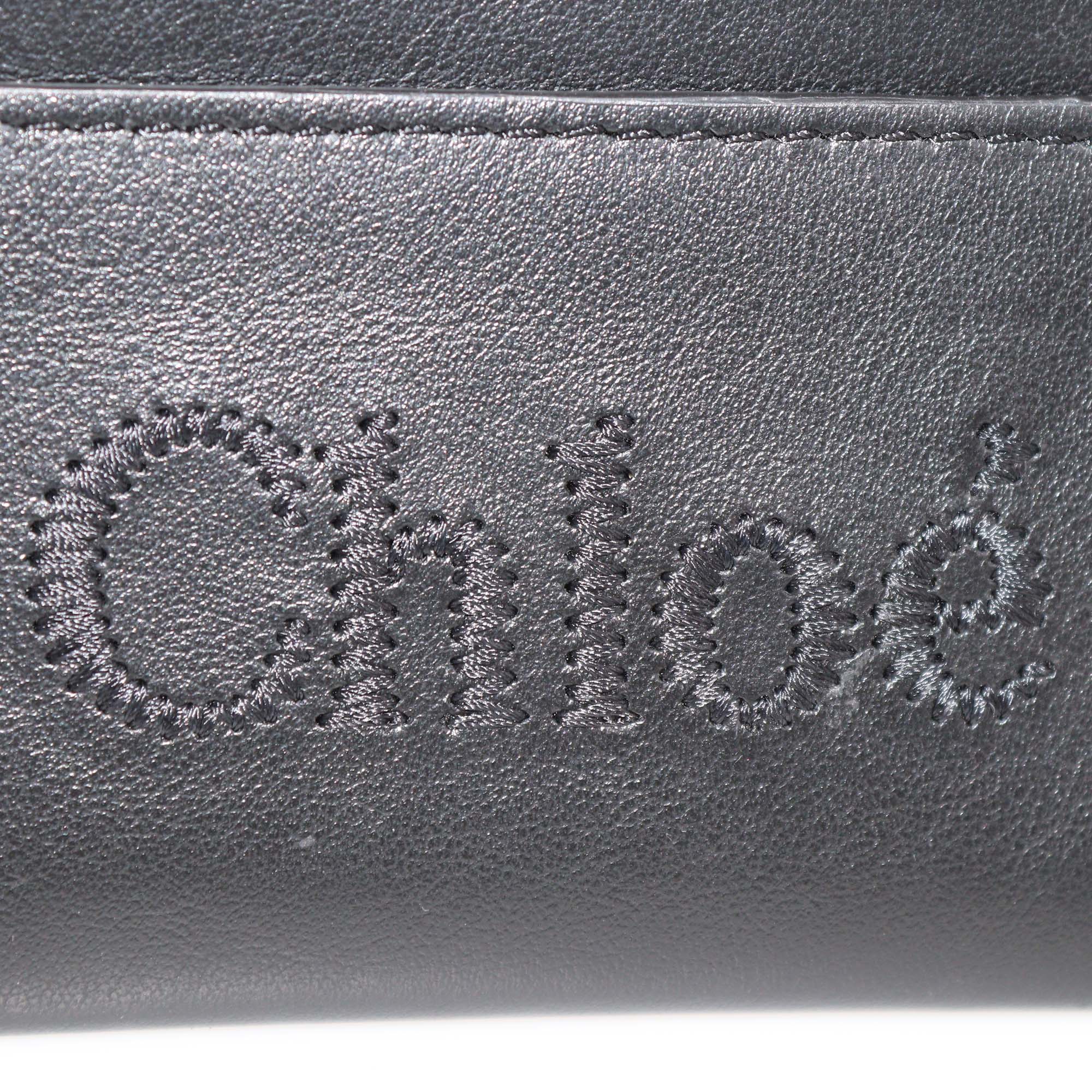 Chloe Black Leather Embroidered Card Holder