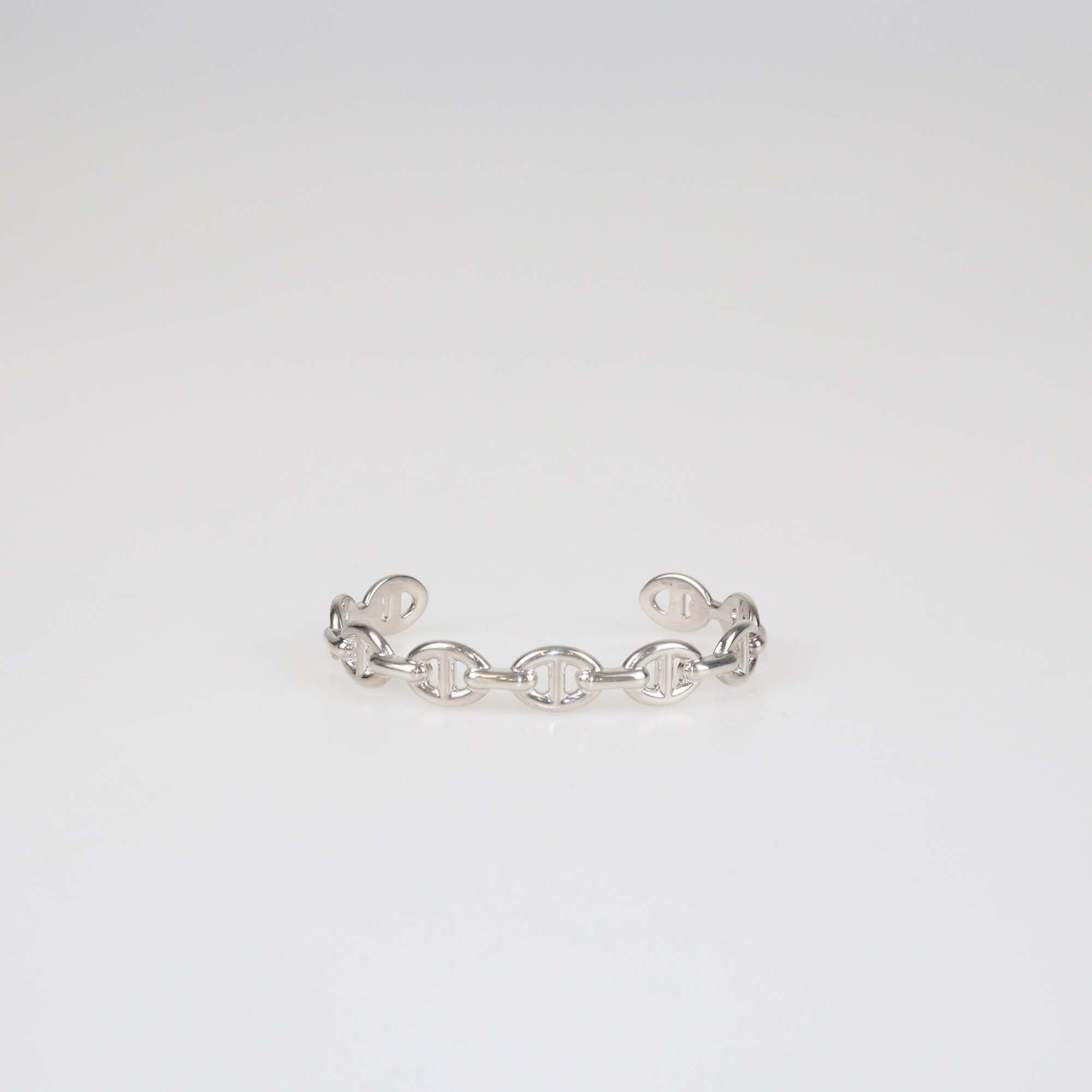 Hermes Chaine D'Ancre Sterling Silver Open Cuff Bracelet Womens Hermes 