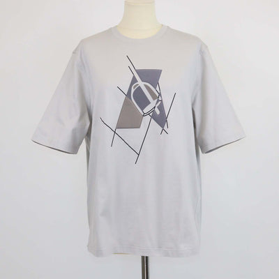 Hermes Light Grey Cotton Etrier en Fragments T-Shirt