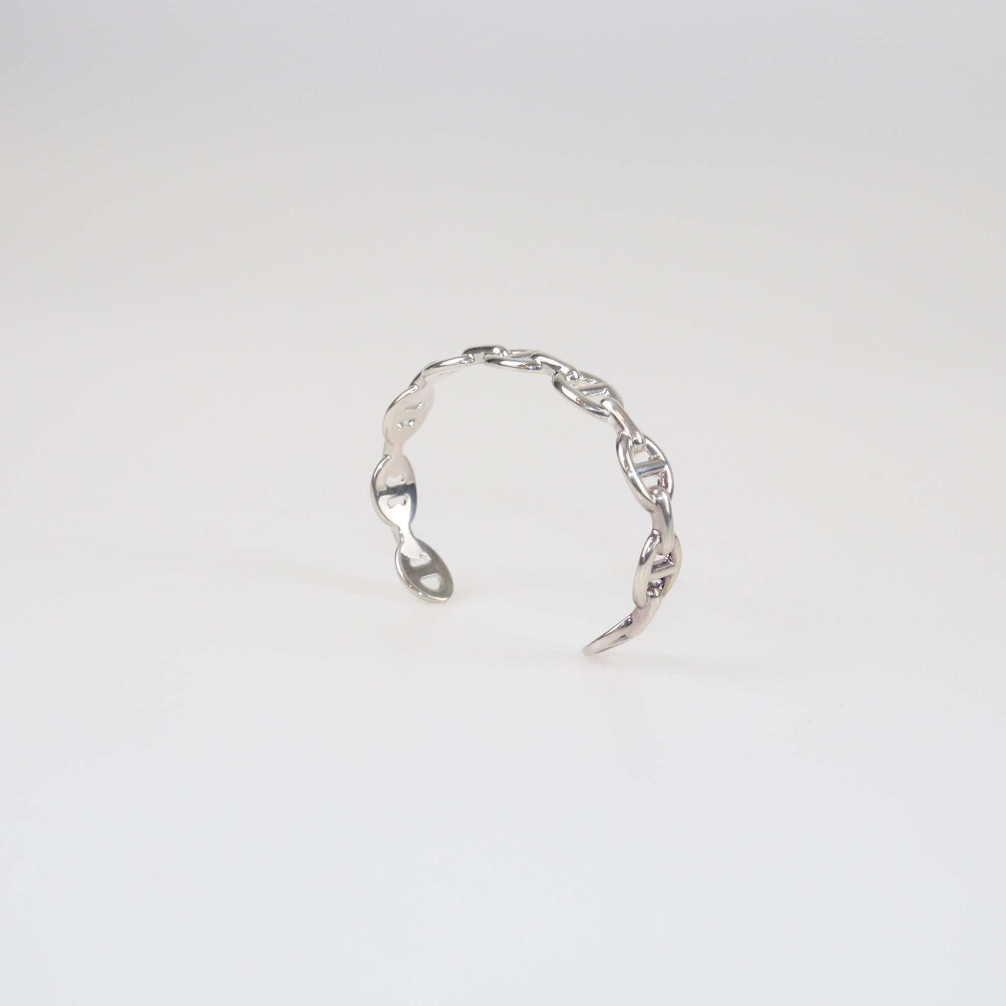 Hermes Chaine D'Ancre Sterling Silver Open Cuff Bracelet Womens Hermes 