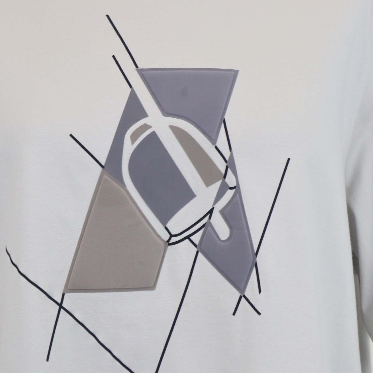 Hermes Light Grey Cotton Etrier en Fragments T-Shirt