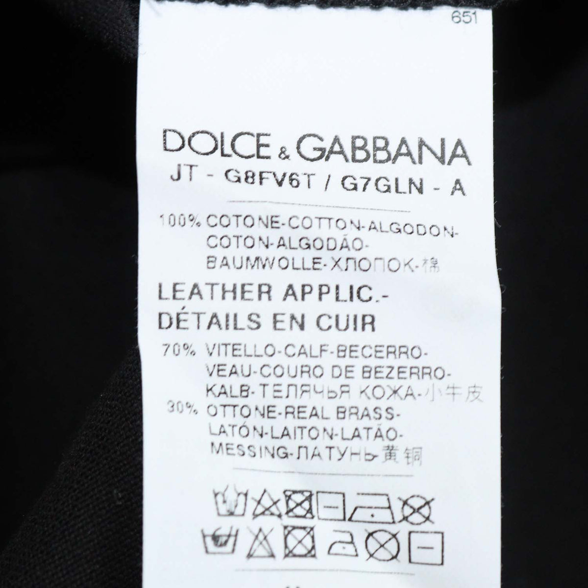 Dolce & Gabbana Black Cotton Logo Applique V Neck T-Shirt