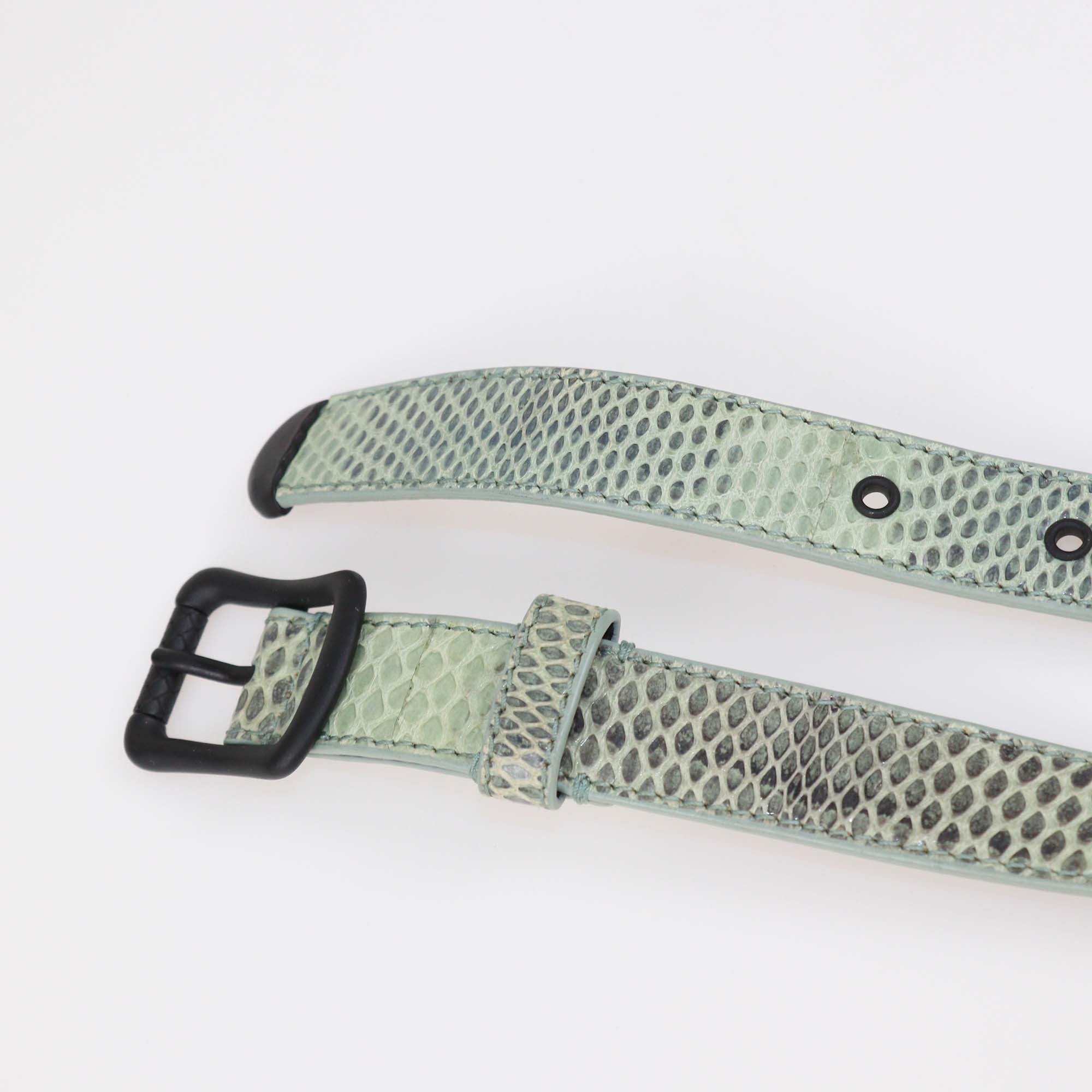 Bottega Veneta Green Snakeskin Leather Slim Belt