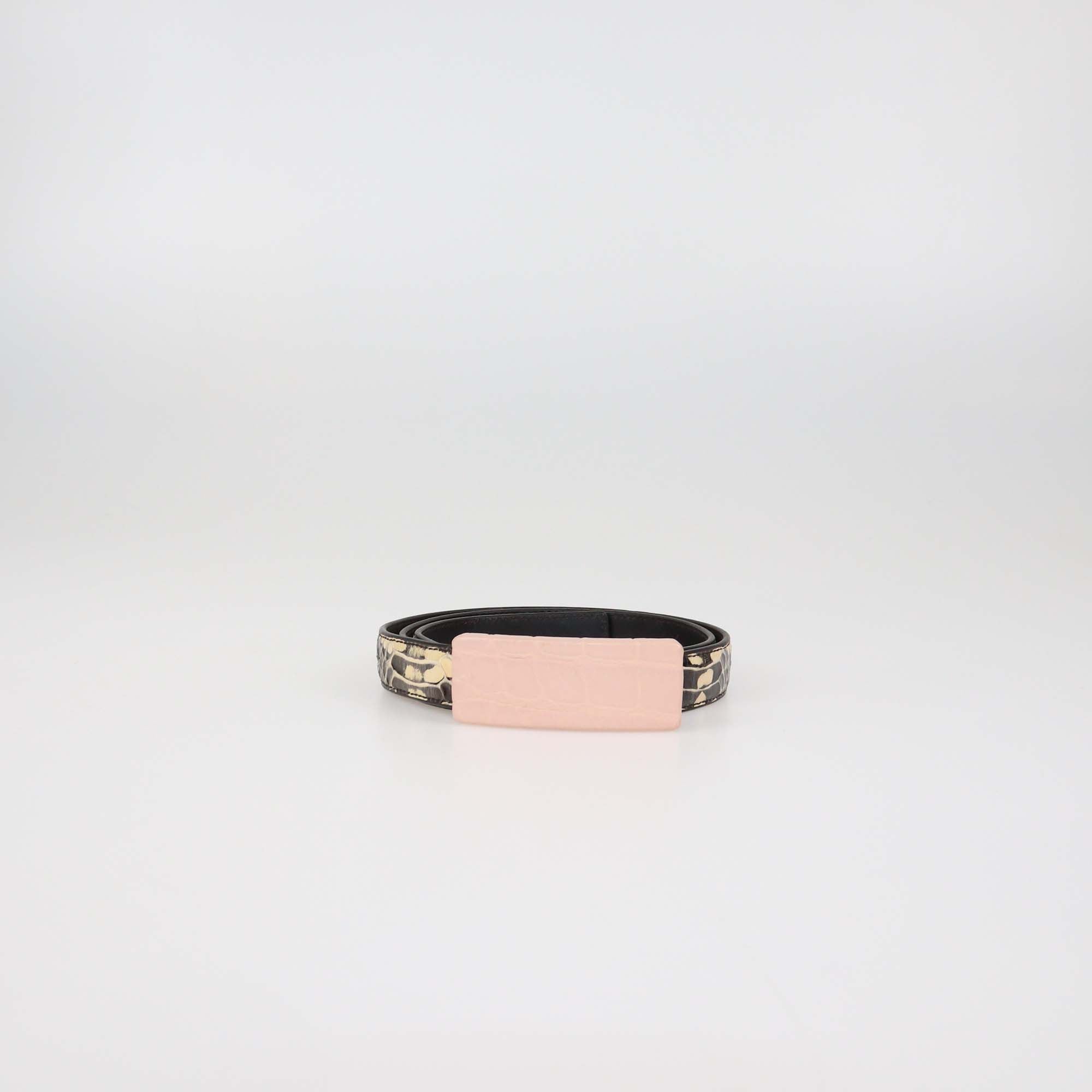 Bottega Veneta Tricolor Python and Alligator Leather Slim Belt