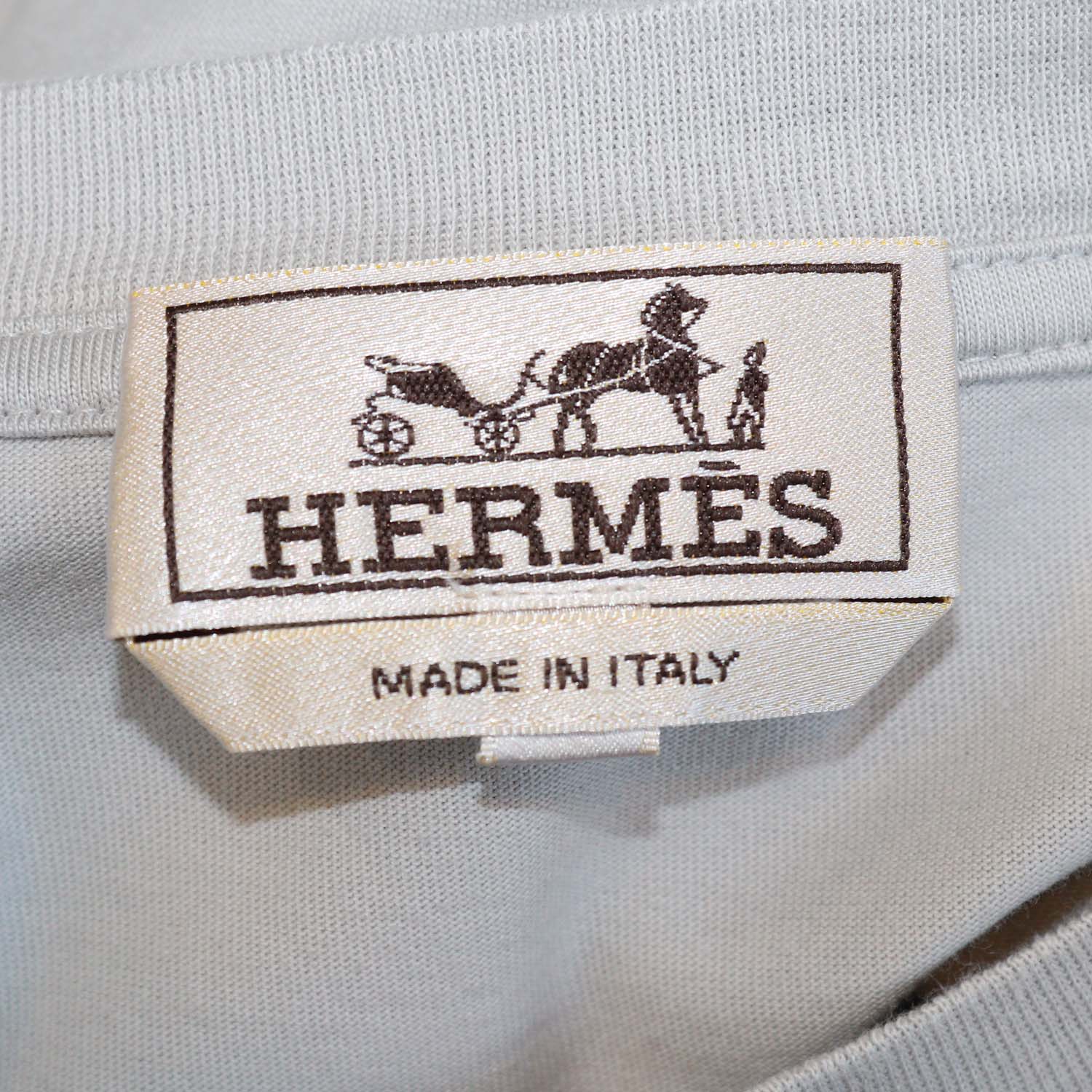 Hermes Light Grey Cotton Etrier en Fragments T-Shirt