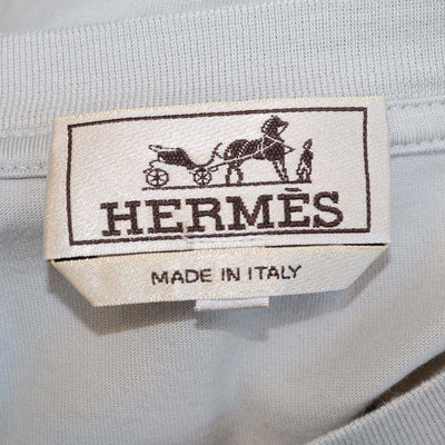 Hermes Light Grey Cotton Etrier en Fragments T-Shirt