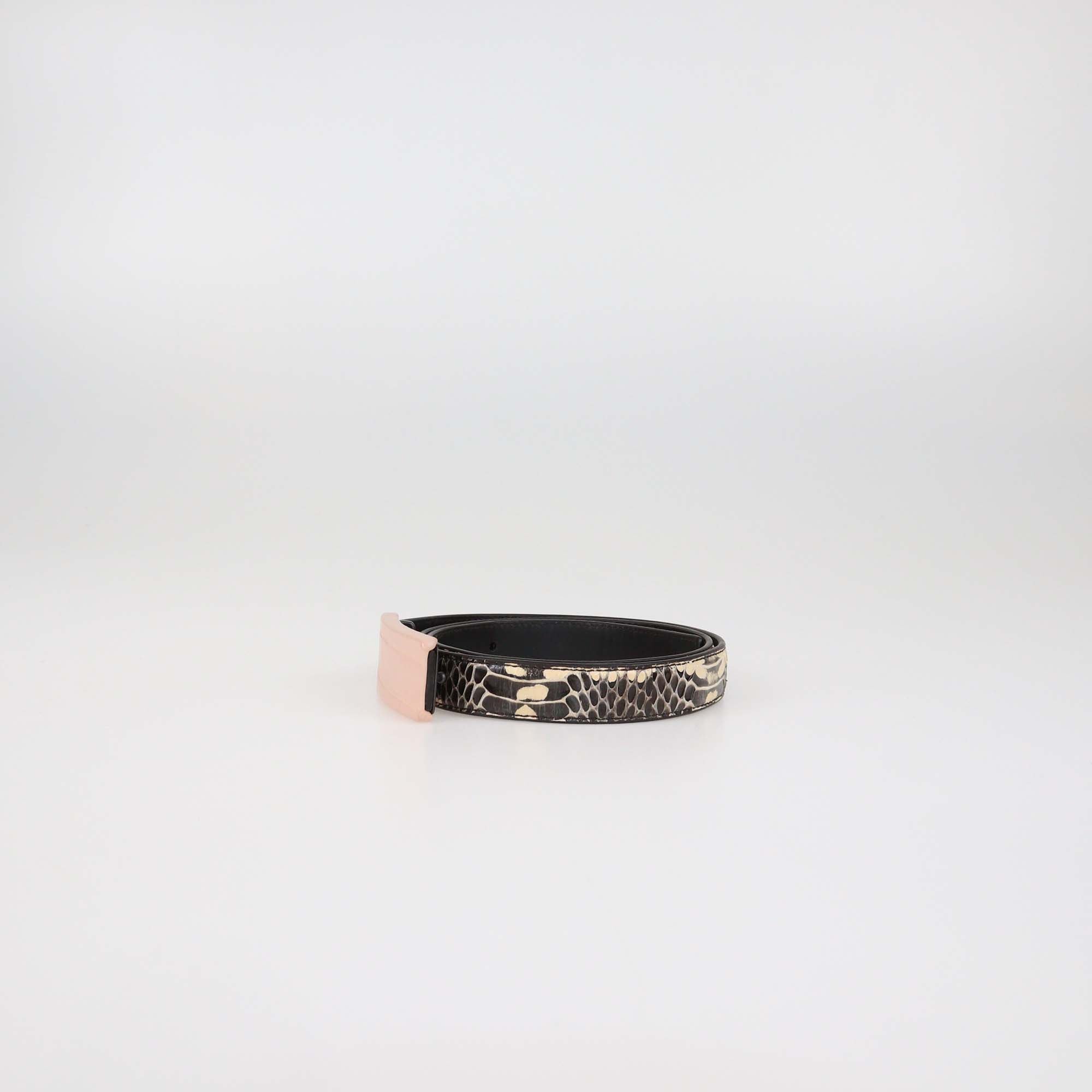 Bottega Veneta Tricolor Python and Alligator Leather Slim Belt