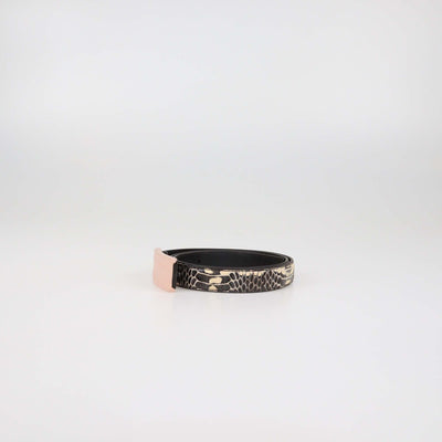 Bottega Veneta Tricolor Python and Alligator Leather Slim Belt