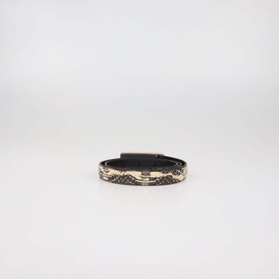Bottega Veneta Tricolor Python and Alligator Leather Slim Belt