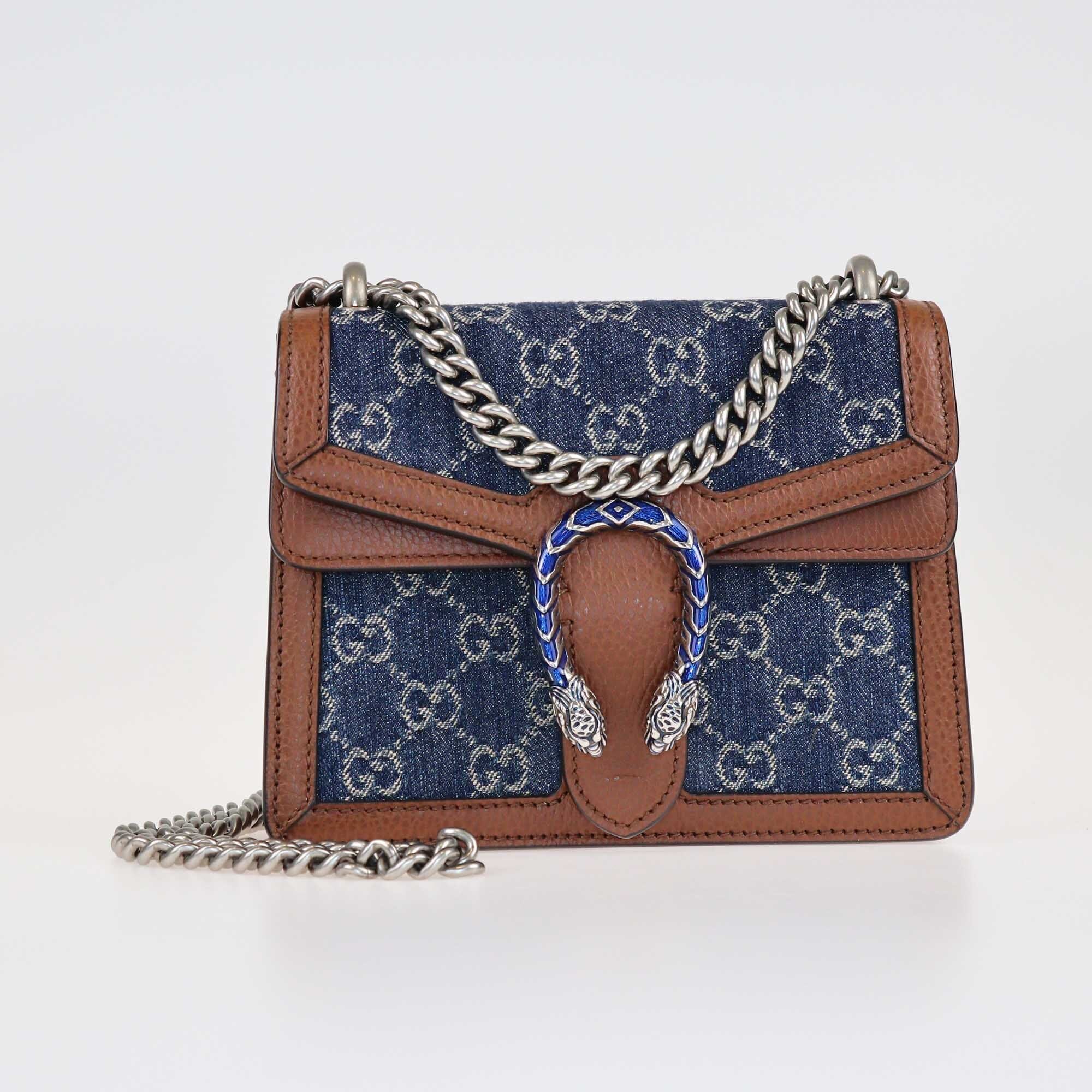 Gucci Blue Brown Mini Dionysus Shoulder Bag