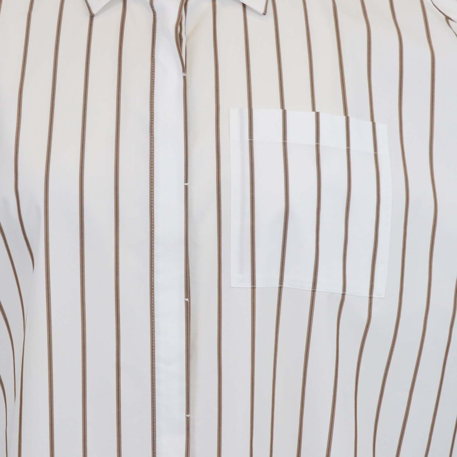 Brunello Cucinelli White/Brown Blend Cotton Striped Beaded Collar Sleeveless Shirt