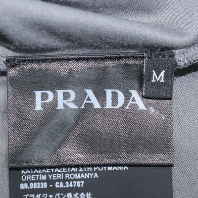 Prada Grey Cotton Triangle Logo Crew Neck T-Shirt