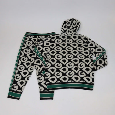 Dolce & Gabbana Multicolor Wool DG Mania Print Hooded Jacket & Jogger Set