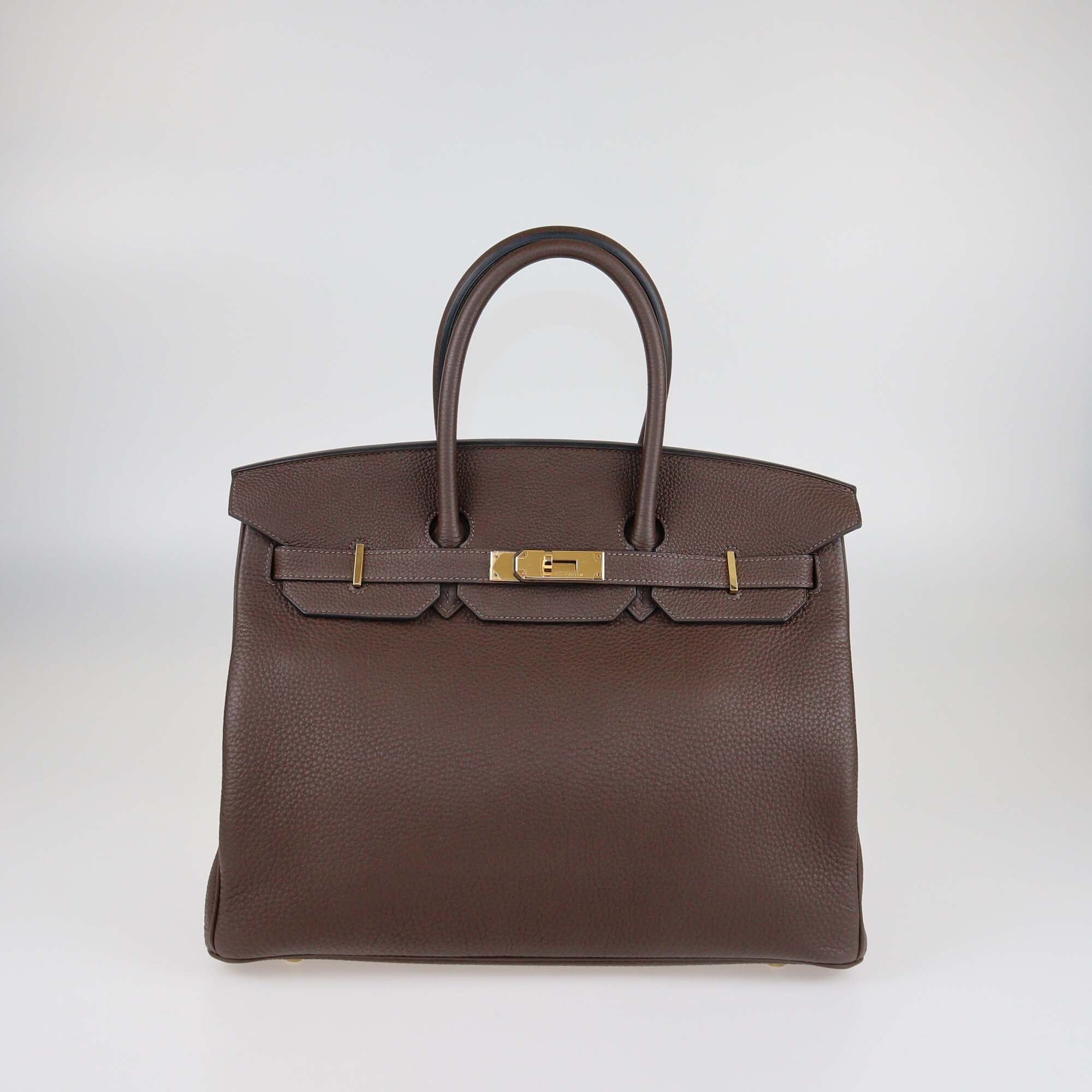 Hermes Cacao Togo Leather Gold Hardware Birkin 35 Bag Womens Hermes 