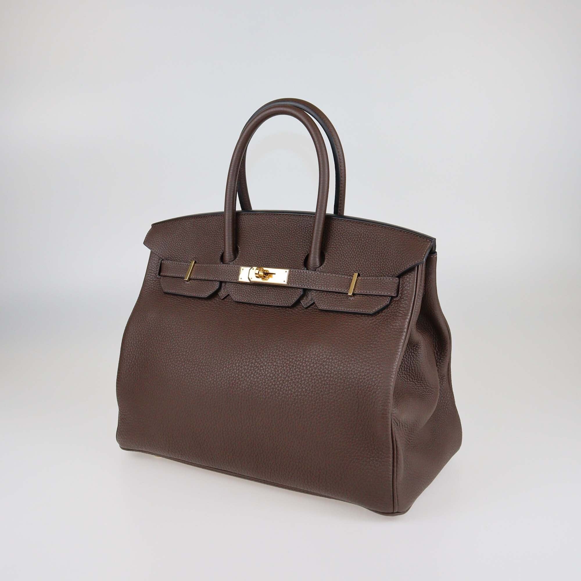 Hermes Cacao Togo Leather Gold Hardware Birkin 35 Bag Womens Hermes 