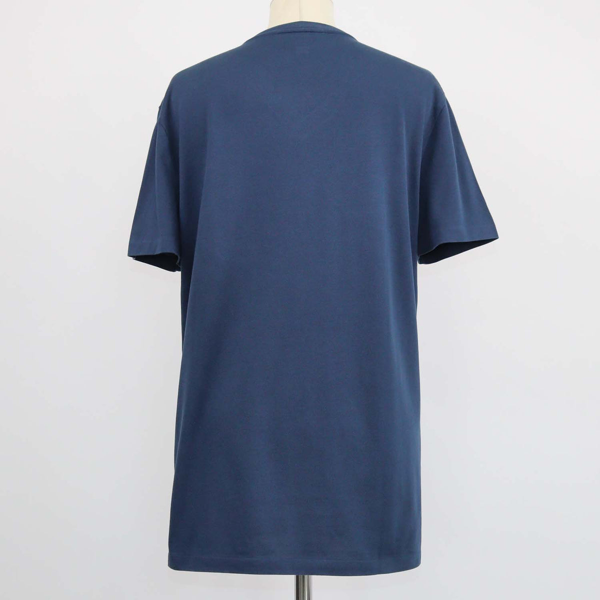 Burberry Navy Blue Cotton Logo Embroidered V Neck T-Shirt