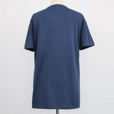 Burberry Navy Blue Cotton Logo Embroidered V Neck T-Shirt