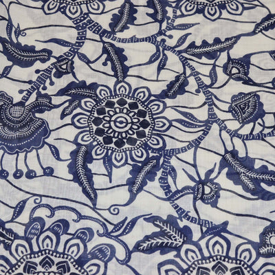Christian Dior Blue/White Blended Fabric Toile de Jouy Shawl