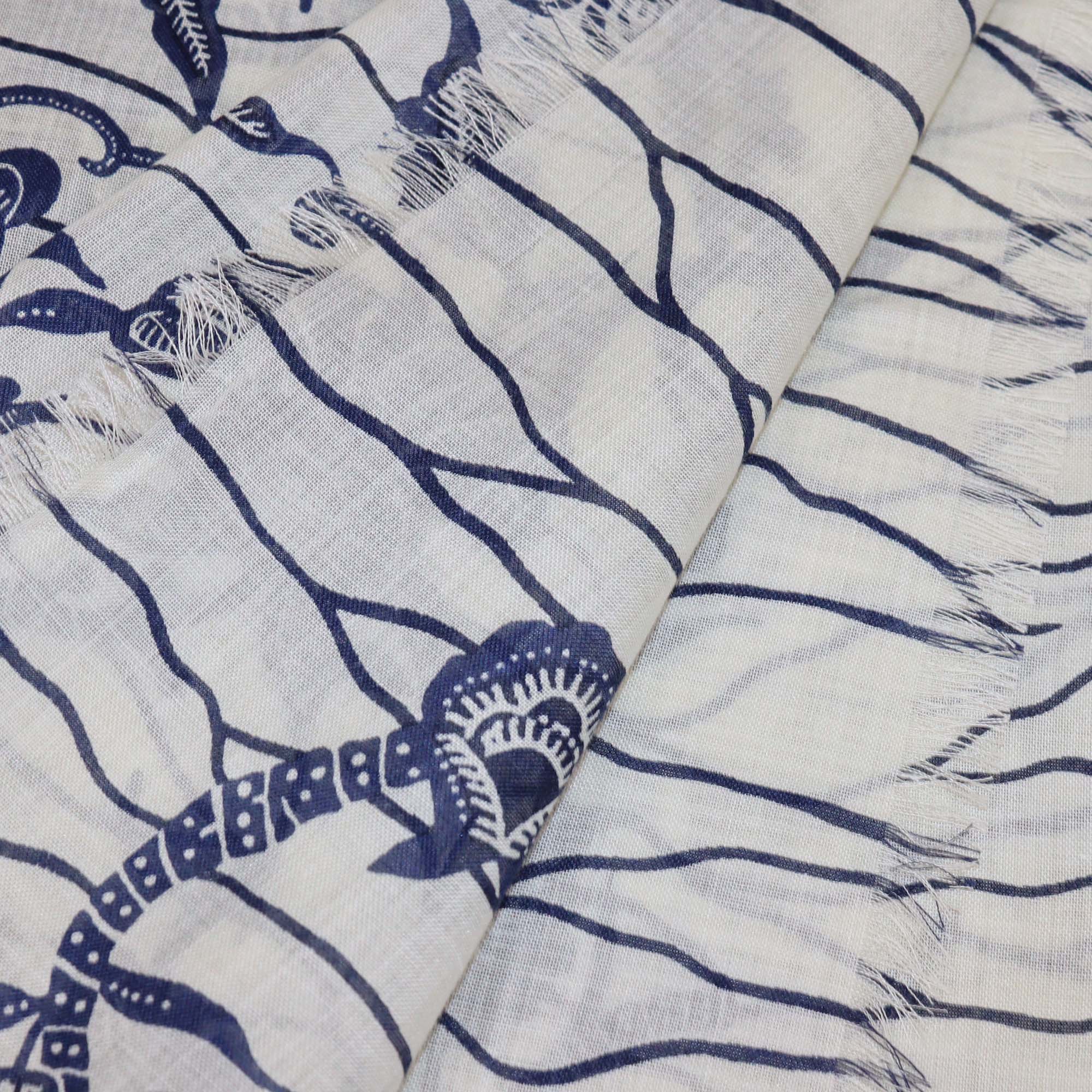 Christian Dior Blue/White Blended Fabric Toile de Jouy Shawl