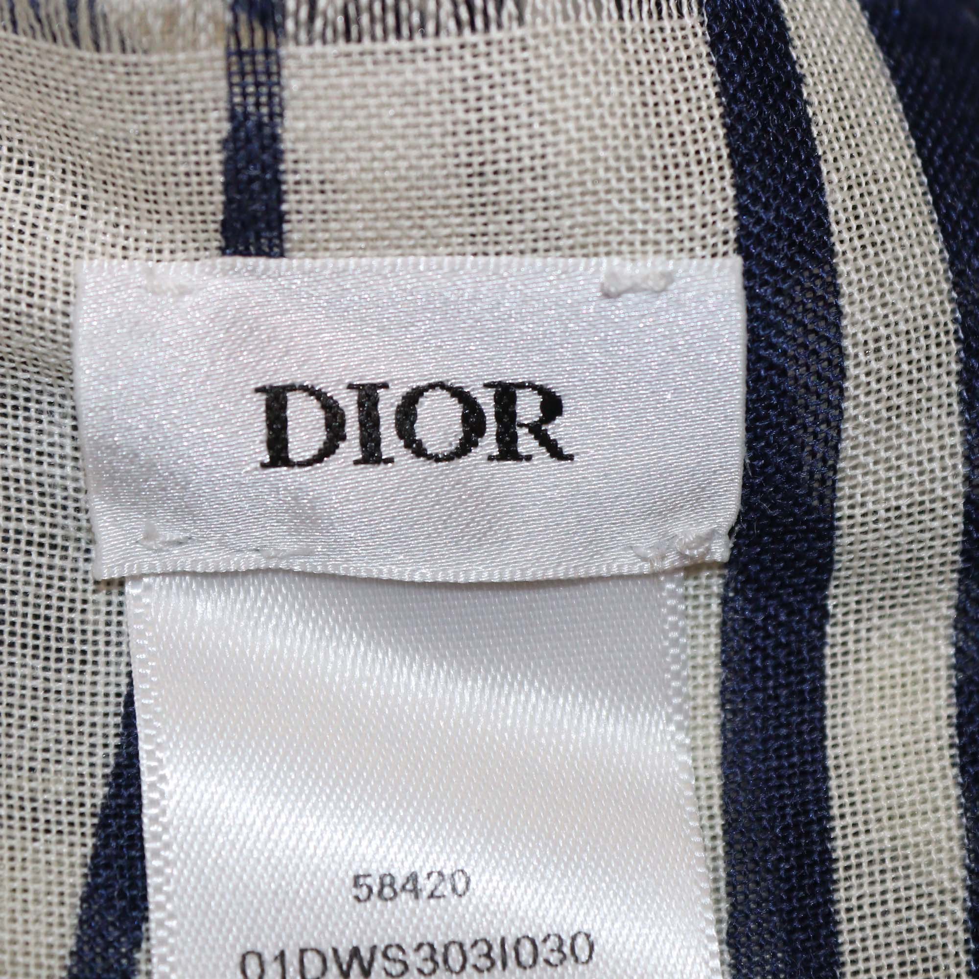 Christian Dior Blue/White Blended Fabric Toile de Jouy Shawl
