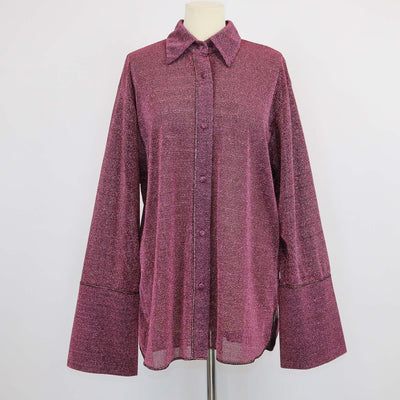 Oseree Pink Metallic Polyamide Lumiere Blouse