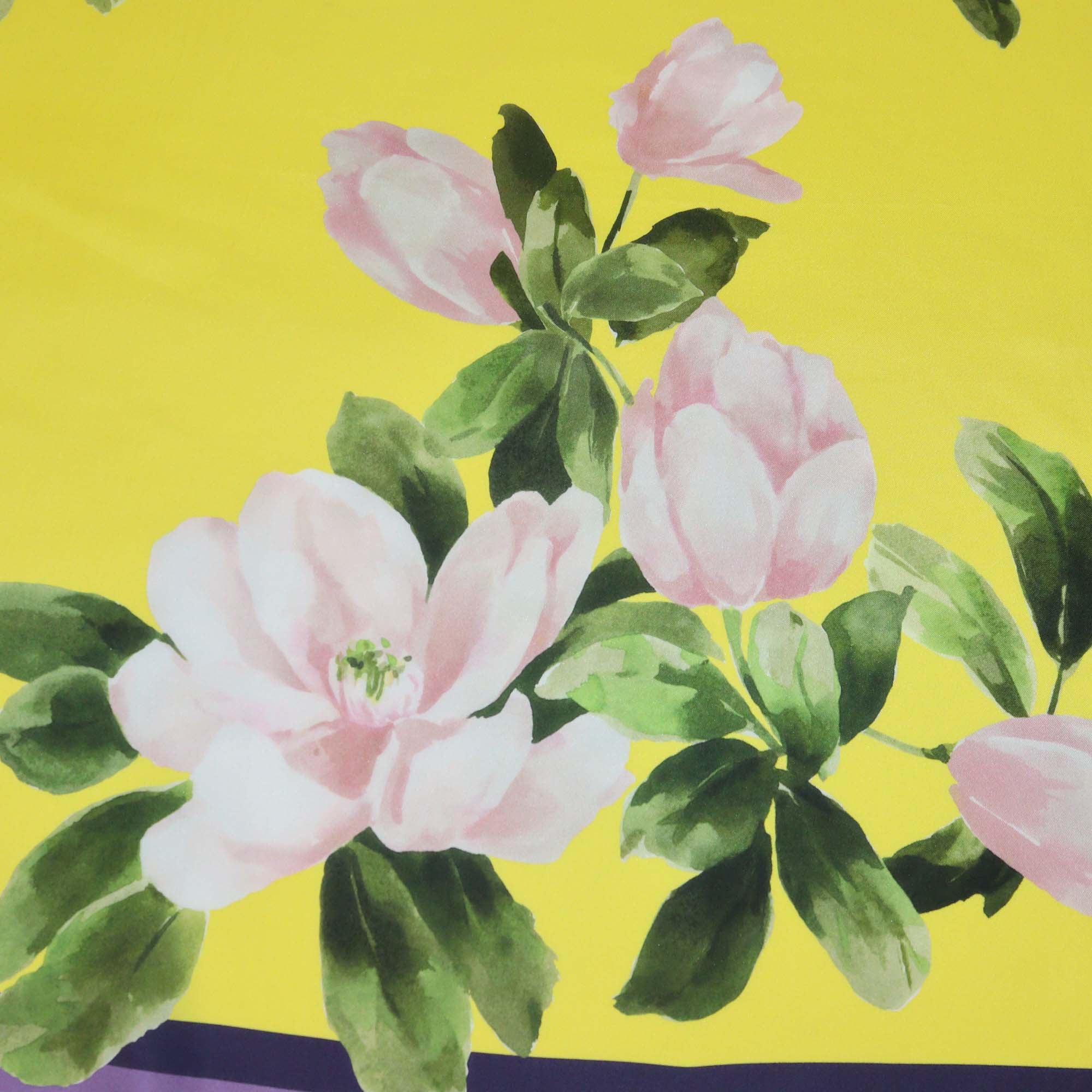 Valentino Yellow/Purple Silk Floral Print Scarf