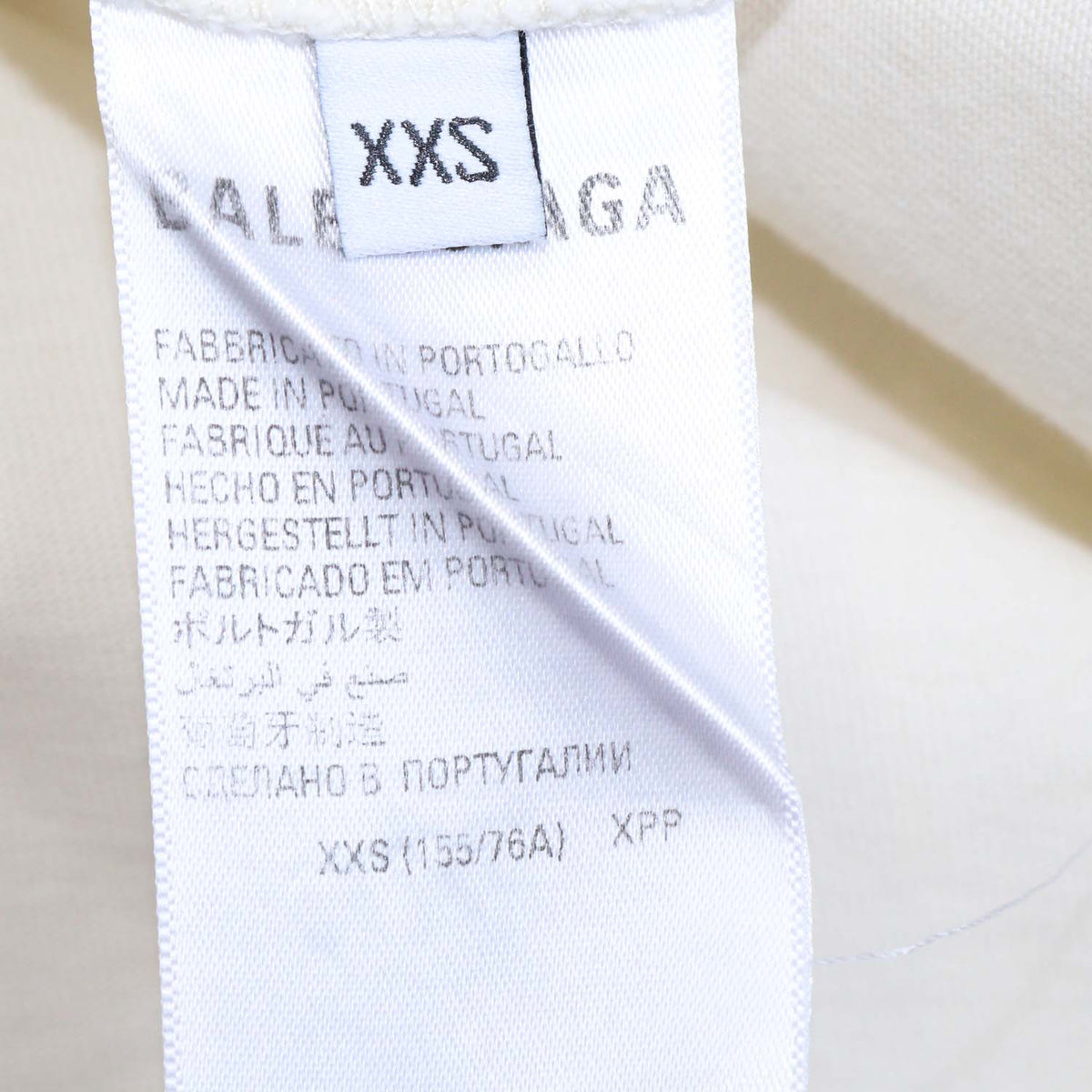 Balenciaga Cream Cotton Logo Embroidered Crew Neck T-Shirt