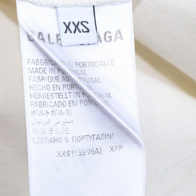 Balenciaga Cream Cotton Logo Embroidered Crew Neck T-Shirt