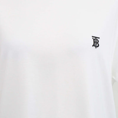 Burberry White Cotton TB Embroidered Crew Neck T-Shirt