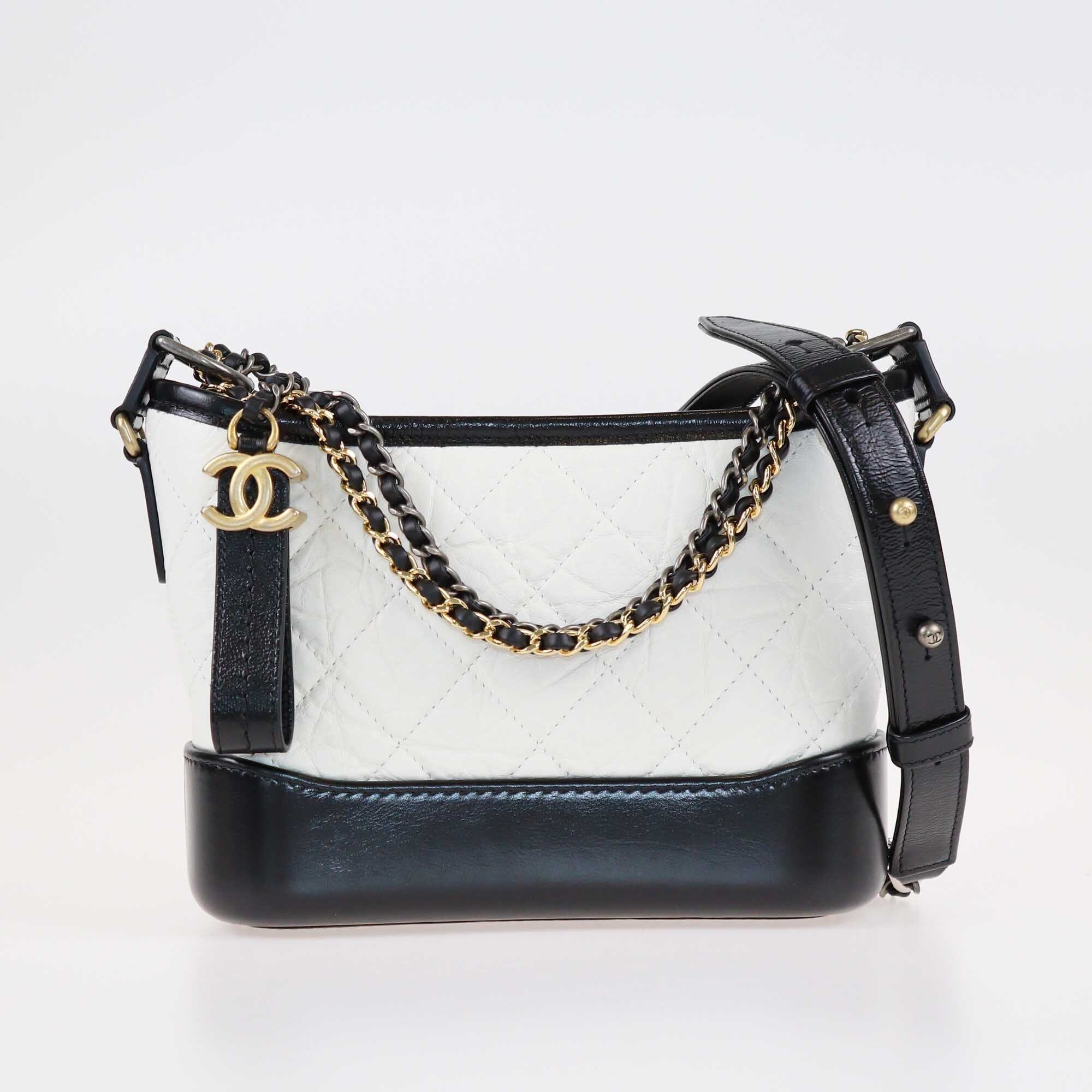 Chanel White/Black Quilted Small Gabrielle Hobo Bags Chanel 