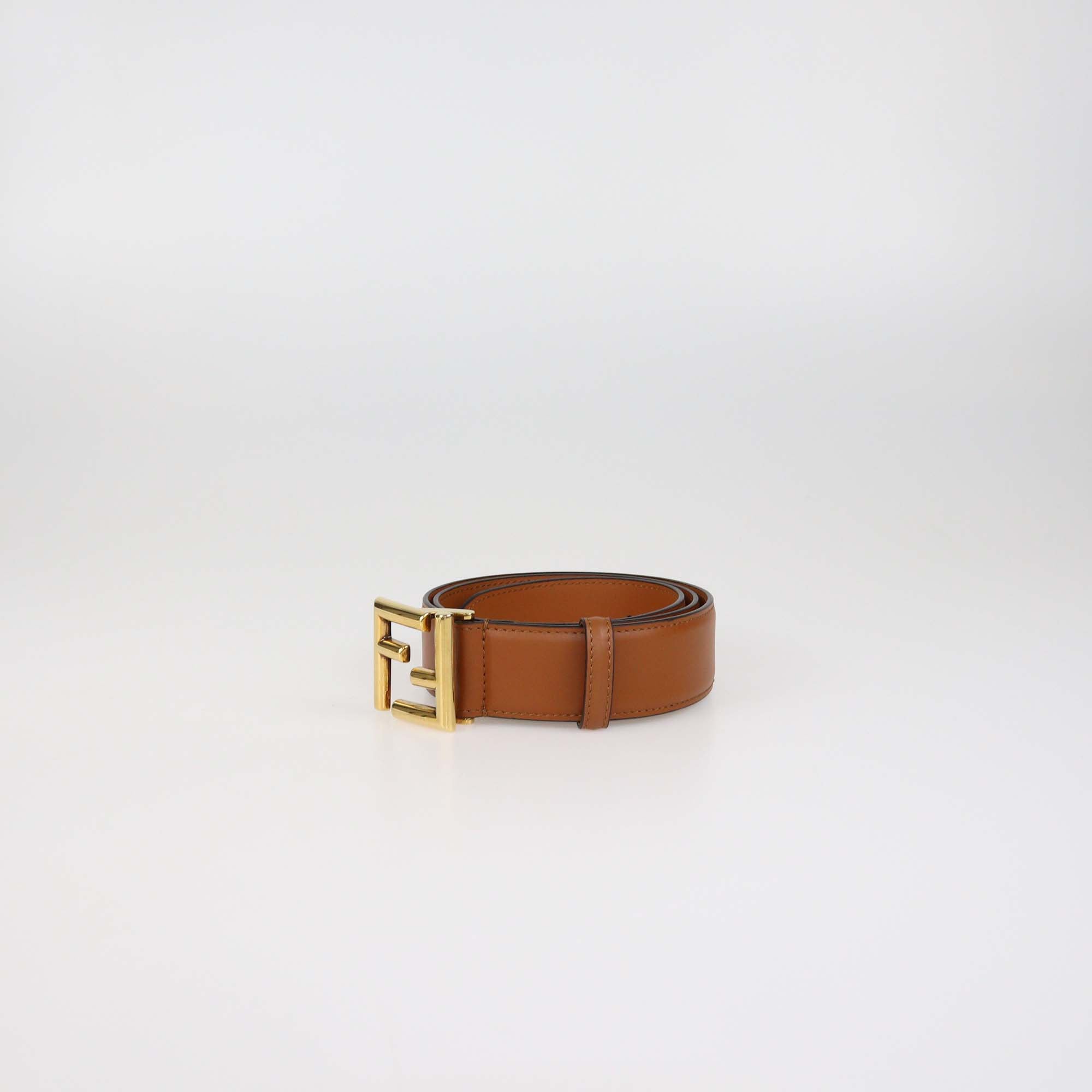 Fendi Brown Leather FF Buckle Belt